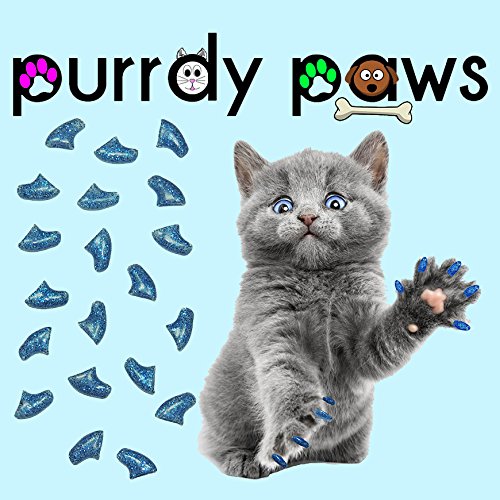 Presentación de 40 capuchones azules con brillo para gatos de tamaño grande