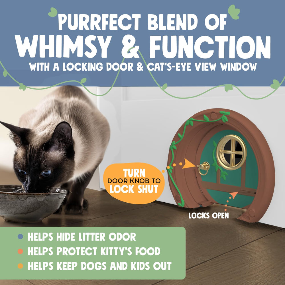 Purrfect Portal, puerta con cierre seguro para mayor tranquilidad.