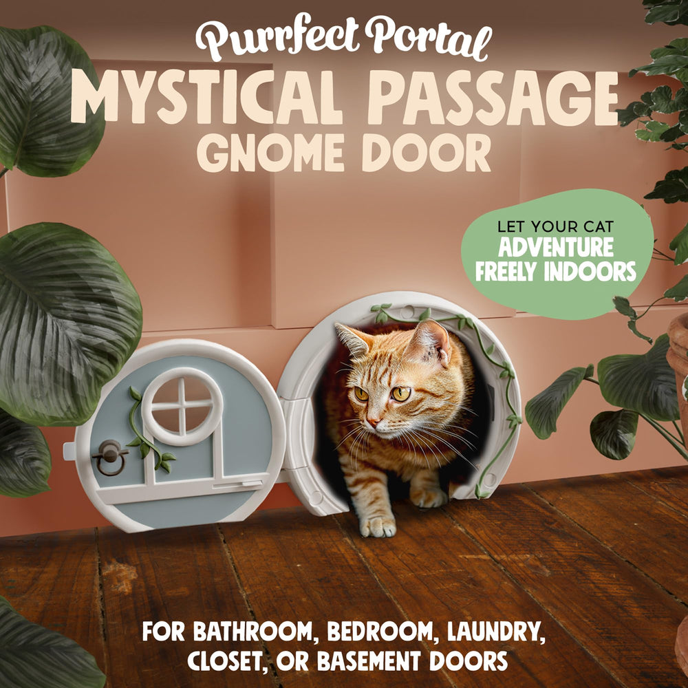 Purrfect Portal Gnome: paso cómodo para gatos de hasta 20 libras, acceso seguro y privado