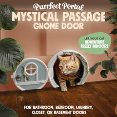 Purrfect Portal Gnome: paso cómodo para gatos de hasta 20 libras, acceso seguro y privado