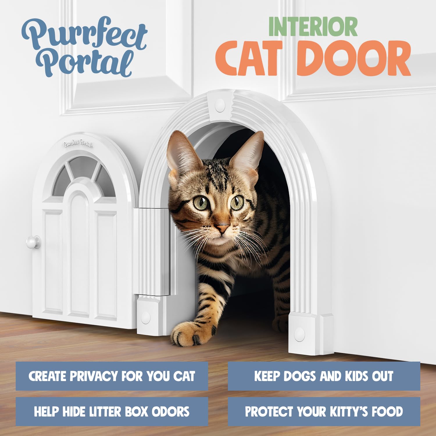 Puerta Meow Manor sin tapa, segura para las patas del gato