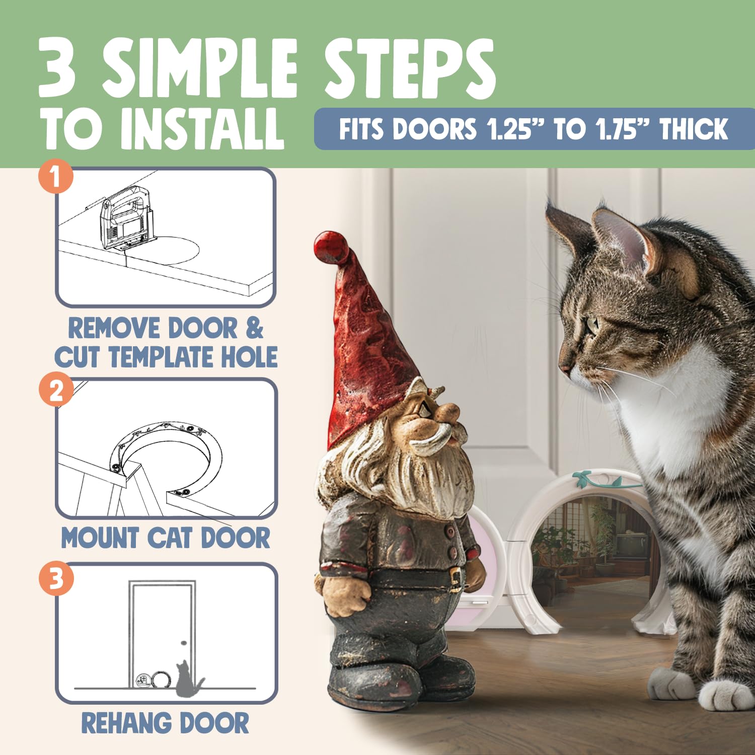 Purrfect Portal: Puerta para gatos grandes admite hasta 20 libras