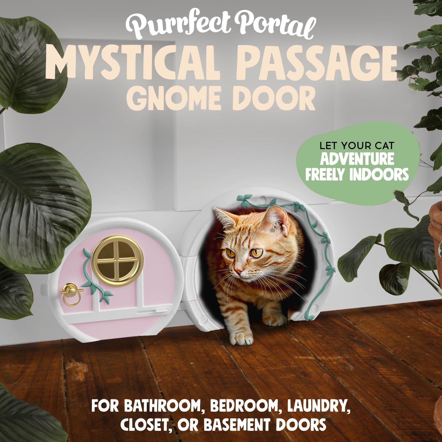 Purrfect Portal: Puerta Gnomo Interior con cierre, seguridad para mascotas