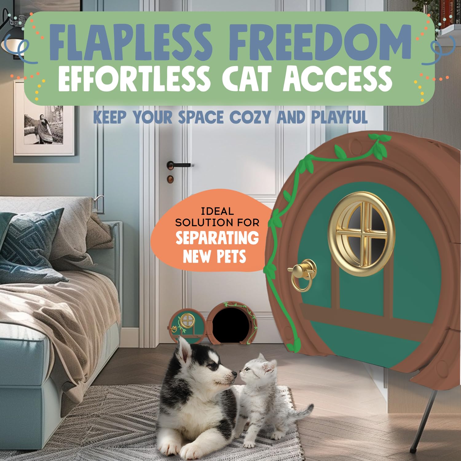 Purrfect Portal, puerta interior para perros compatible con gatos.