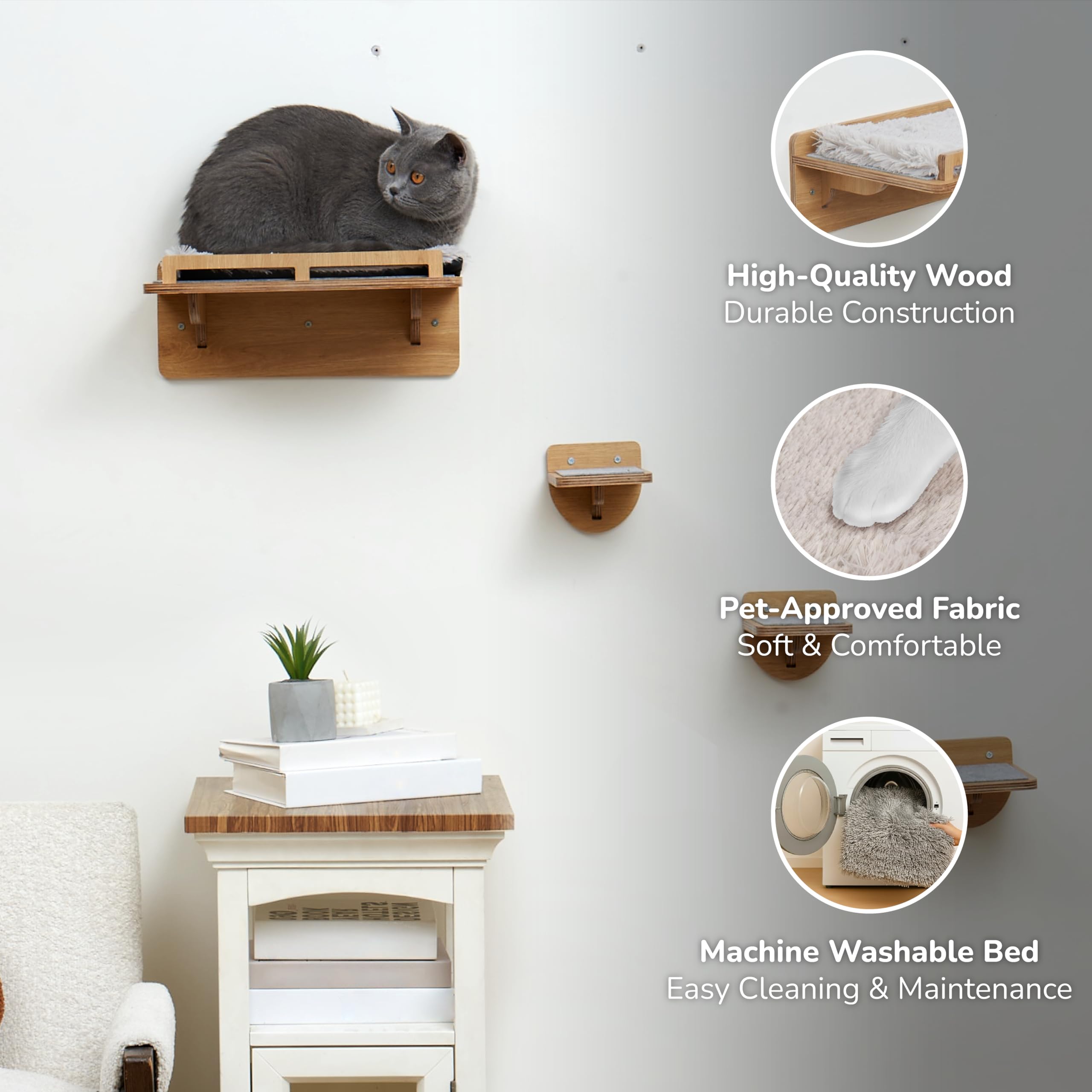 PURRHOUSE cojín lavable, limpieza fácil y descanso cómodo.