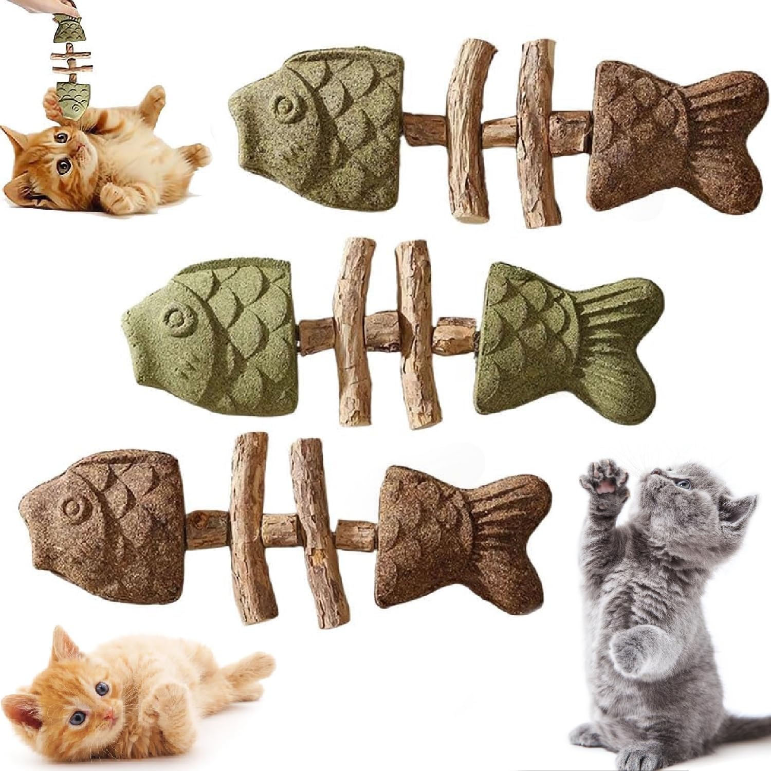 juguete purrident hueso-pez con catnip para limpieza dental suave