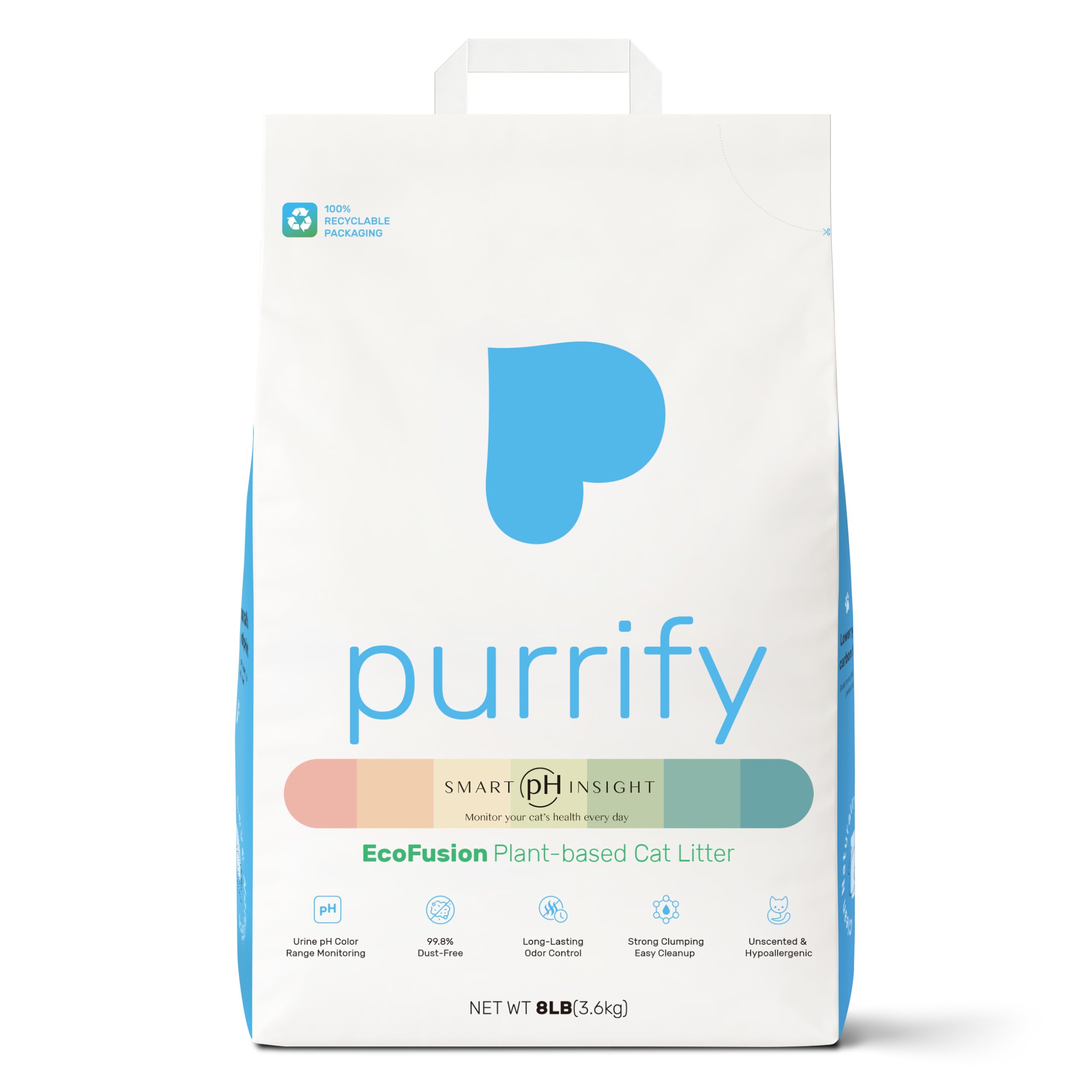 Purrify cambia color en la arena para gatos para visualizar hábitos de hidratación.