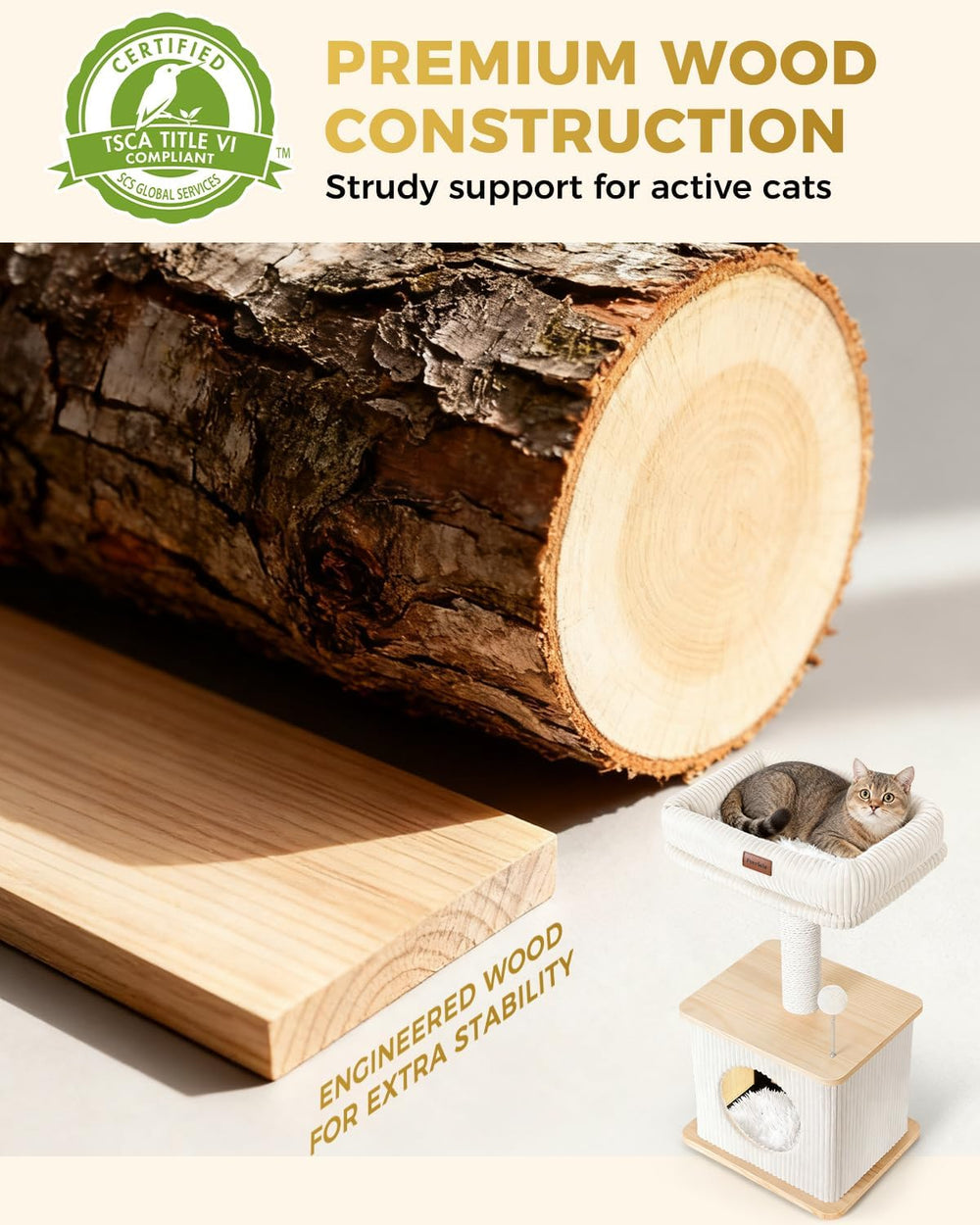 Purrlato Arbol Gatos: diseño compacto que ahorra espacio en casa