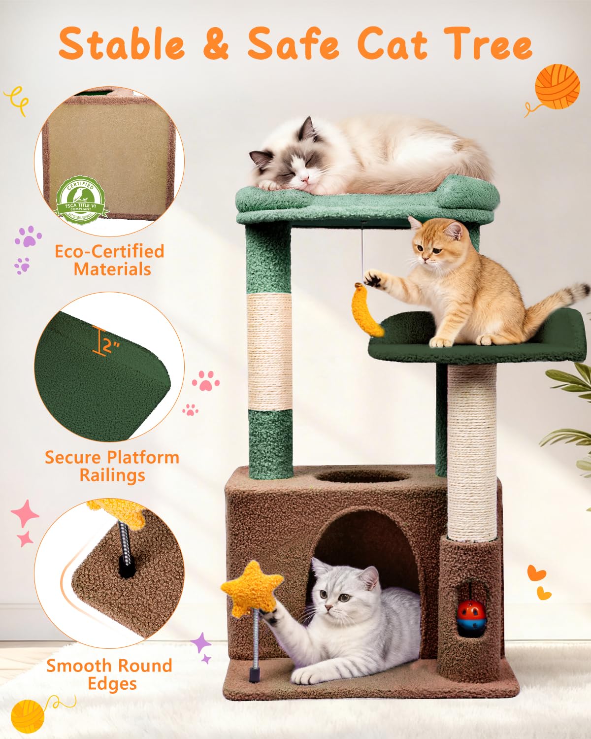 Purrlato bola colgante en verde oliva, juguete interactivo para gatitos curiosos
