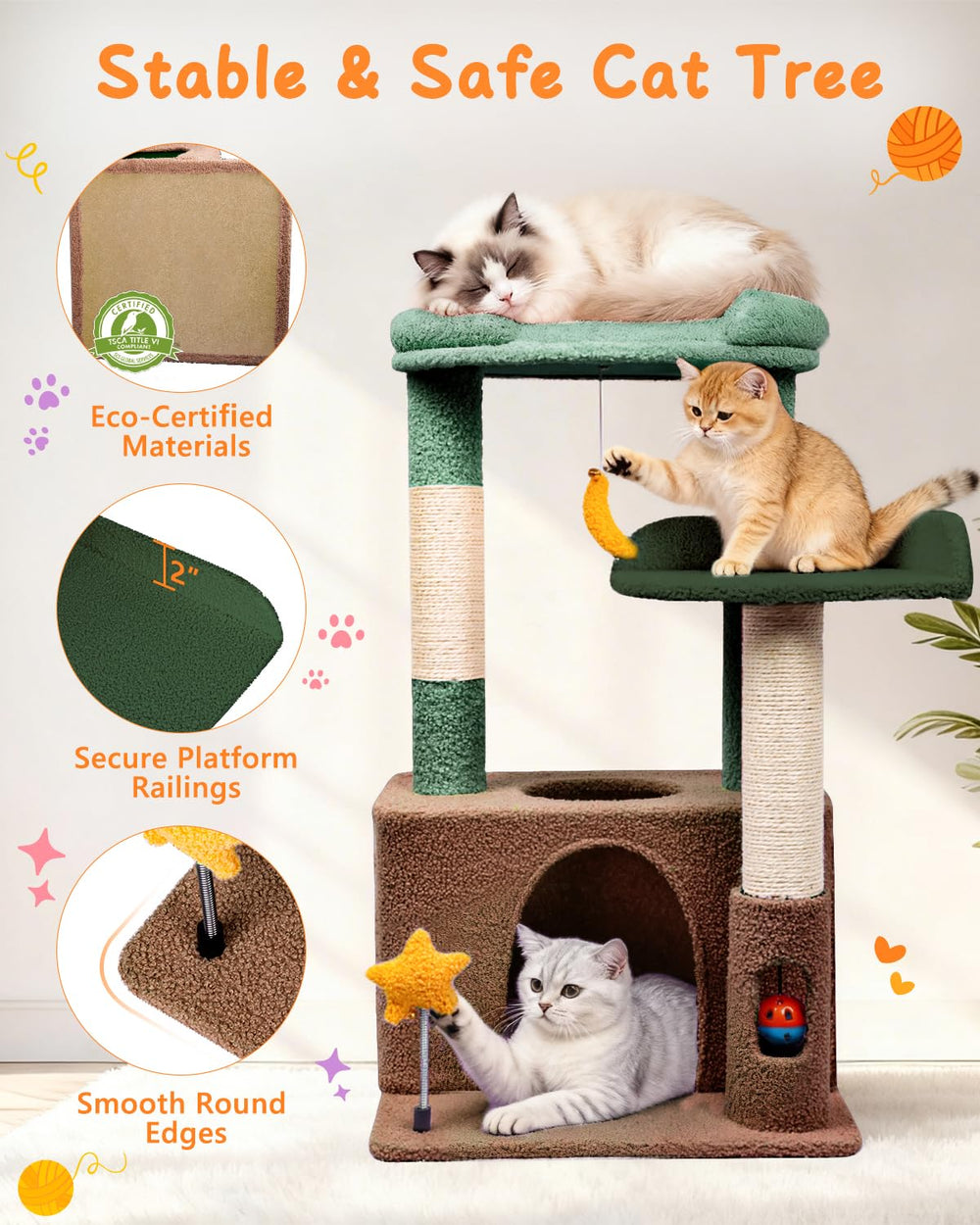 Purrlato bola colgante en verde oliva, juguete interactivo para gatitos curiosos
