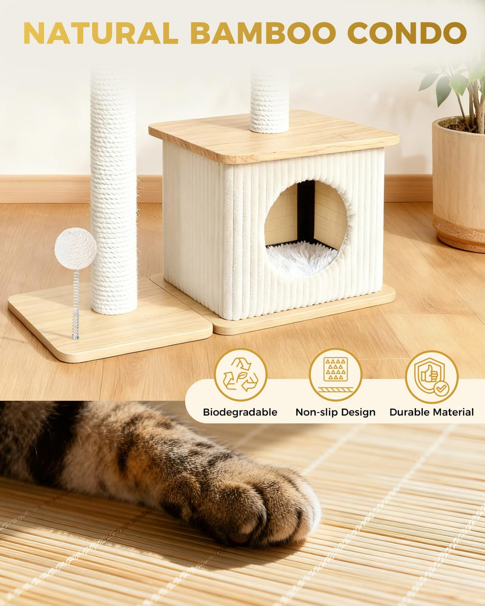 Purrlato plataformas-gato verticales, variedad de alturas para juego y descanso.