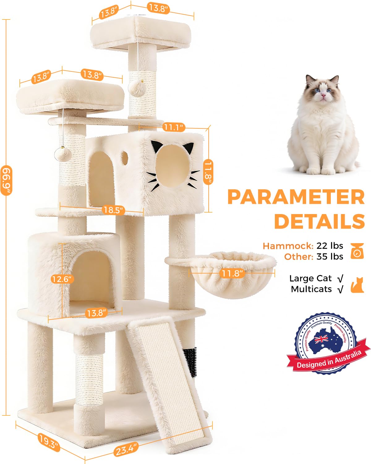 Postes recubiertos de sisal PURRLATO para arañar natural y saludable.