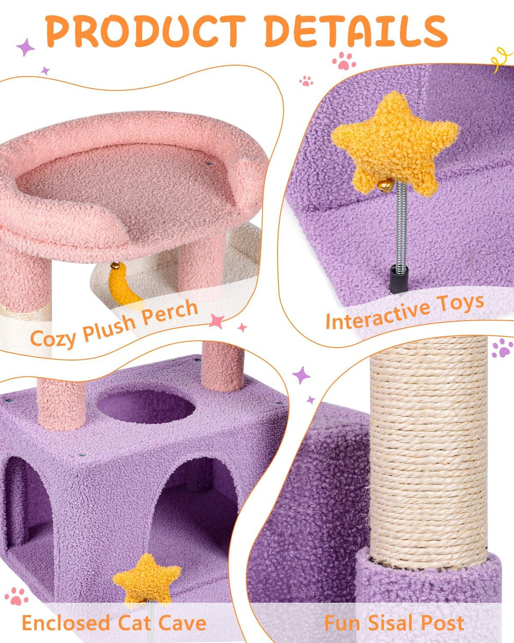 Plataforma acolchada de la torre Purrlato para descansar cómodo.