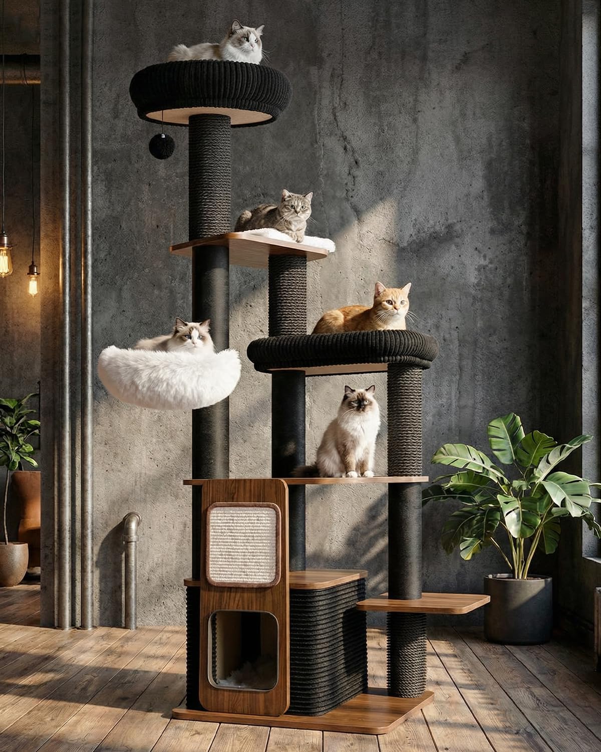 Purrlato torre gatos, limpieza sencilla para espacios limpios e higiénicos.