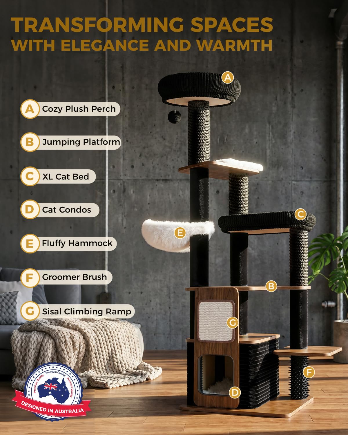 Purrlato torre gatos, plataformas multinivel para trepar y explorar con comodidad.