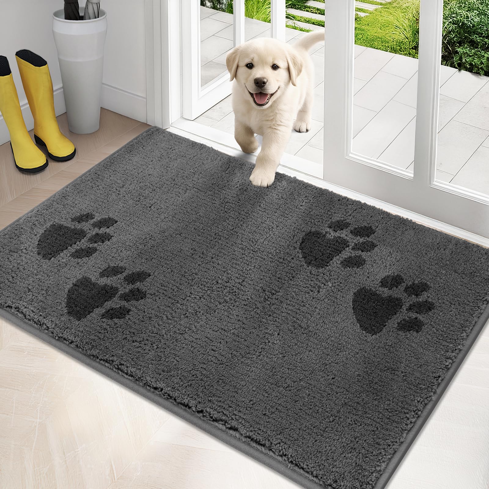 Alfombra PURRUGS para entrada 32x47, atrapa suciedad de zapatos y patas.