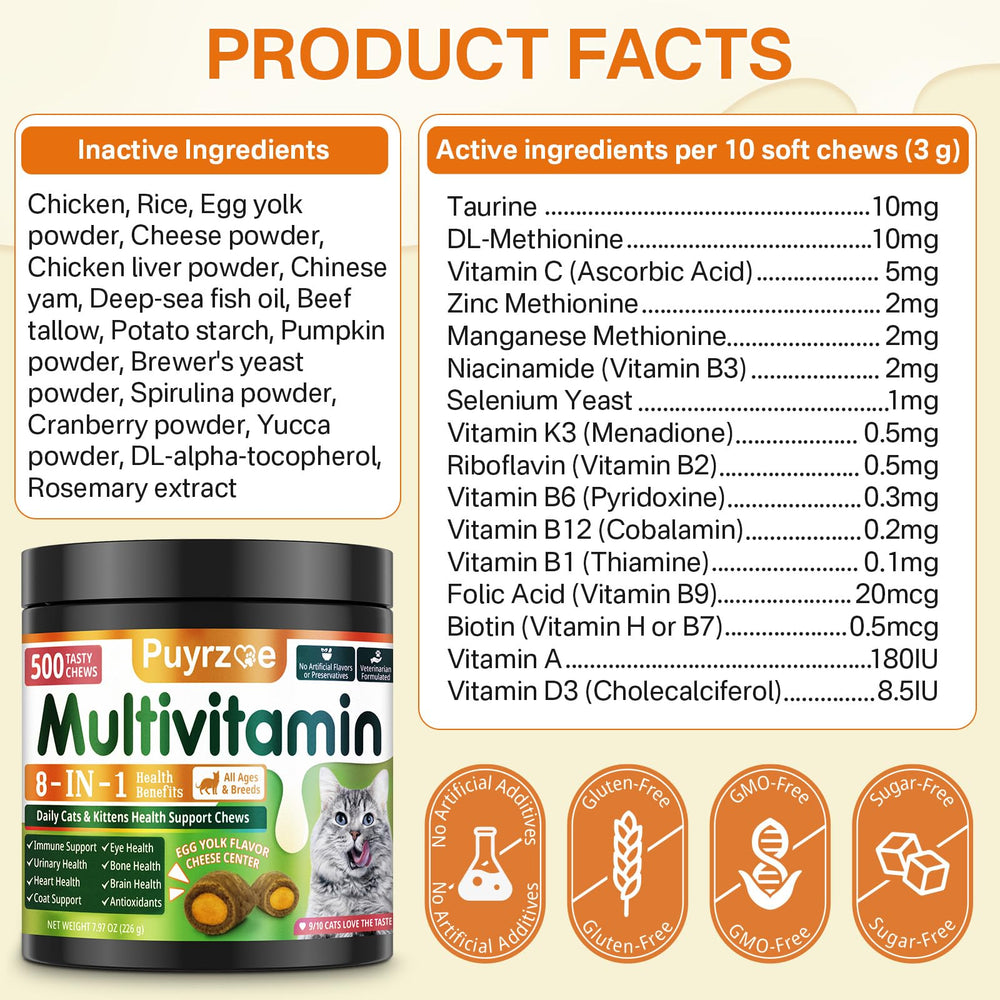 Puyrzoe multivitamínico para gatos: servido en cuenco, práctica diaria.