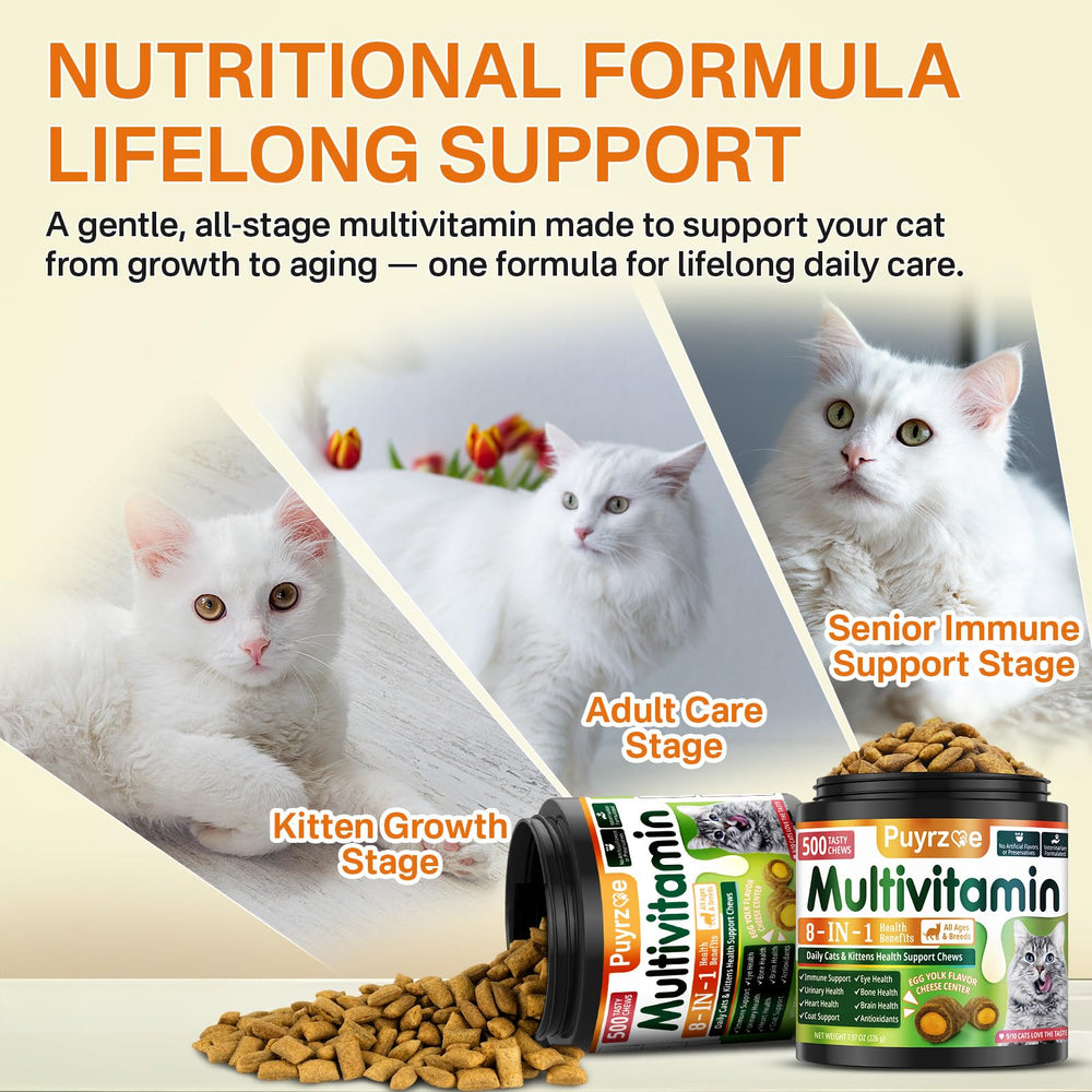 Puyrzoe multivitamínico para gatos: sin trigo ni soja, opción suave.