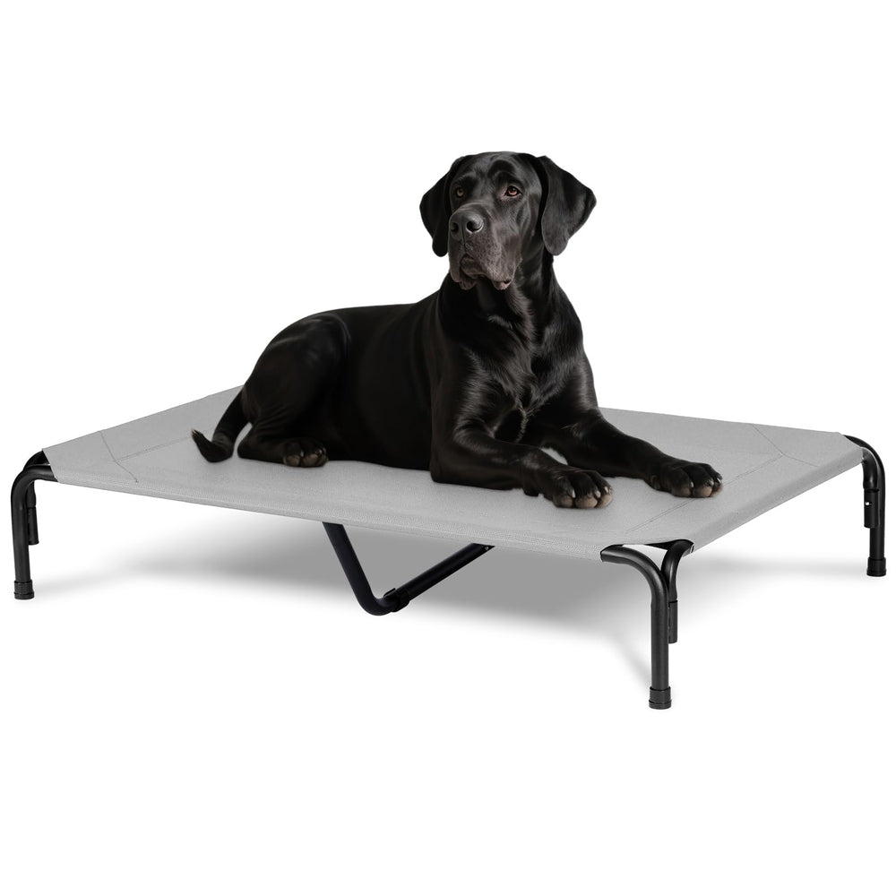 PVY cama elevada para exteriores en gris, ideal para perros grandes