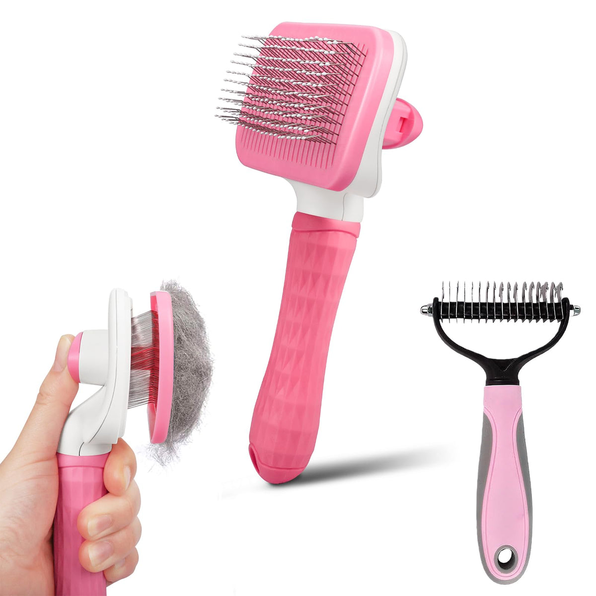 PWOD cepillo autolimpieza para perros y gatos facilita grooming sin enredos