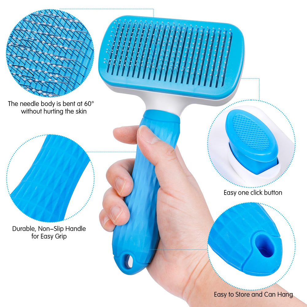 PWOD cerdas acero inoxidable masaje suave para mascota.