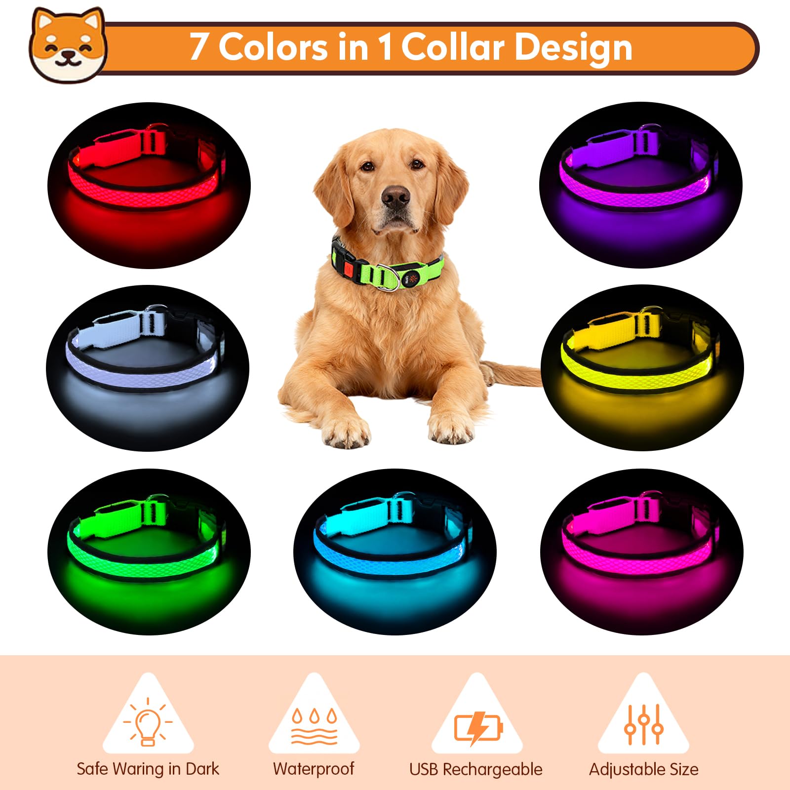 PWOD collar LED IP65 resistente al agua para días de lluvia
