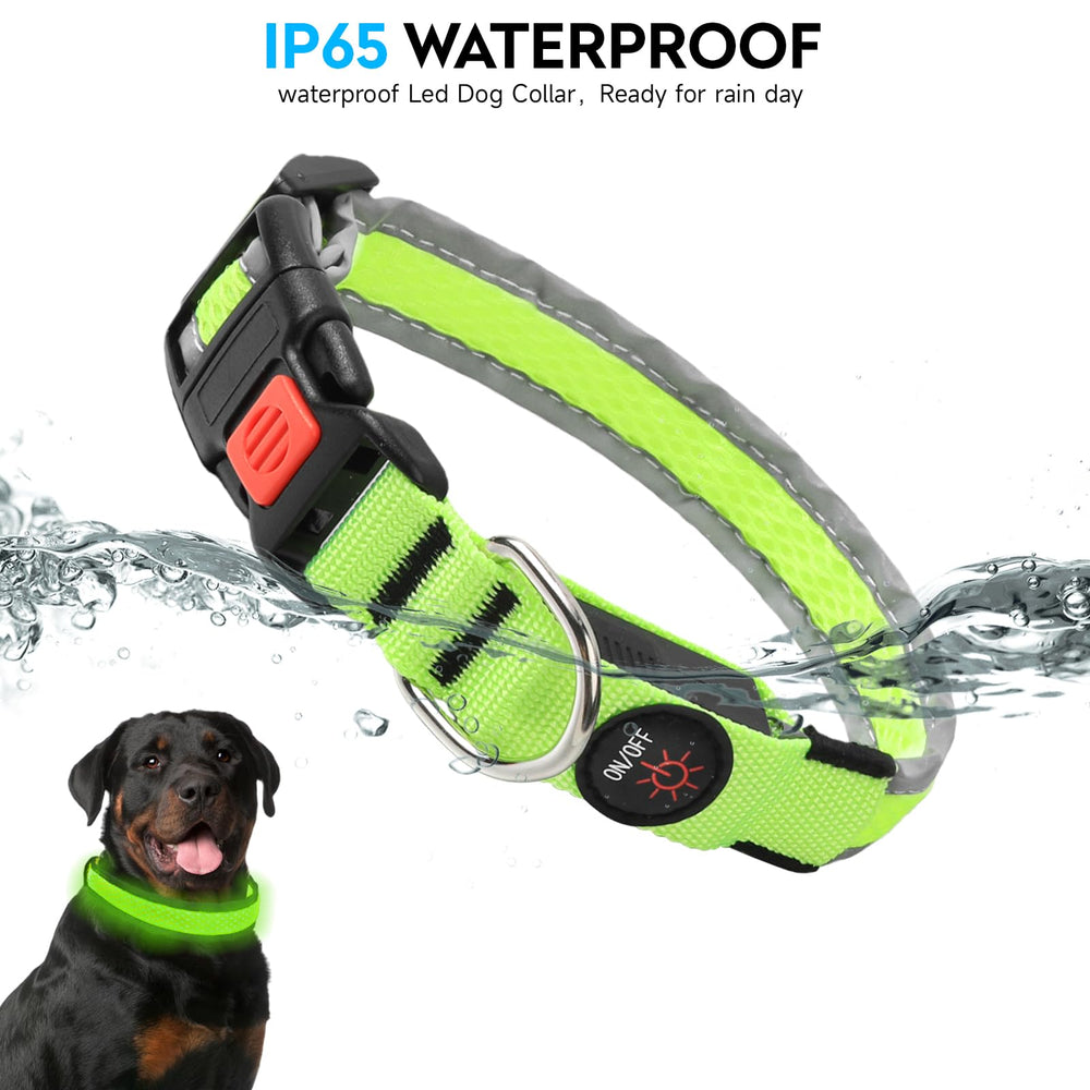 PWOD collar LED nylon ajustable cómodo para perros medianos y grandes