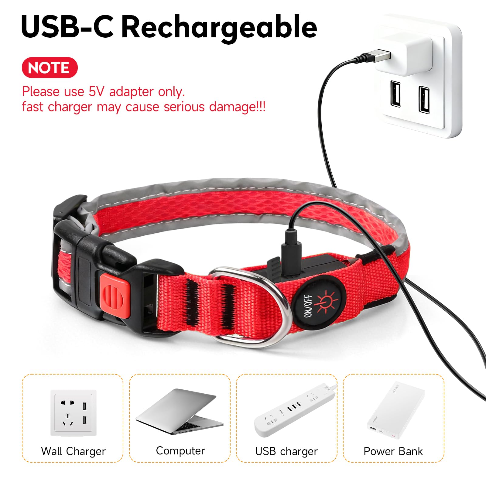 PWOD collar LED para paseos nocturnos seguros