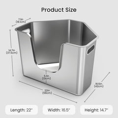 PWTAA caja de esquina de acero inoxidable, lateral, diseño compacto para ahorrar espacio.