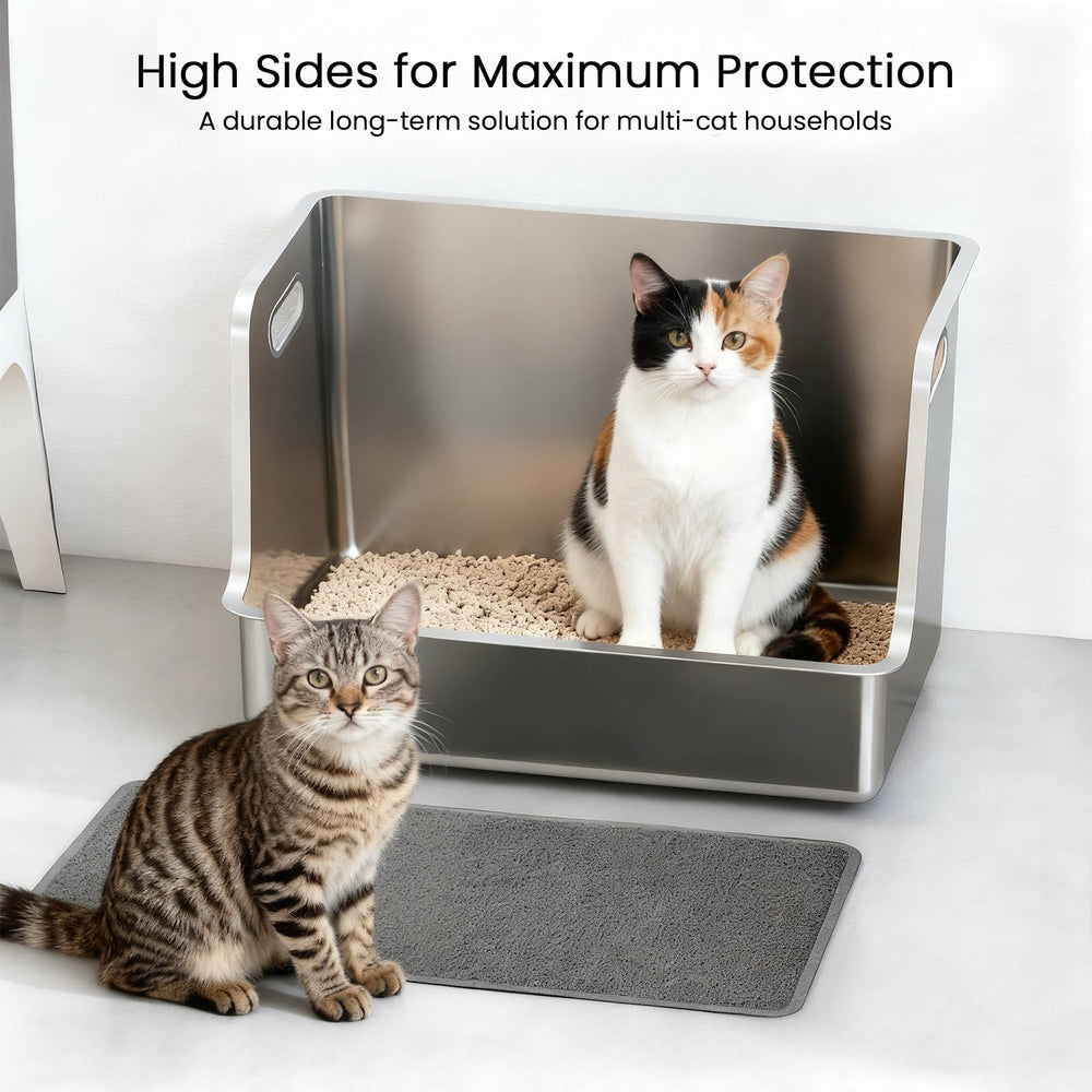 Caja PWTAA para gatos con olor resistente en acero inoxidable para uso diario.
