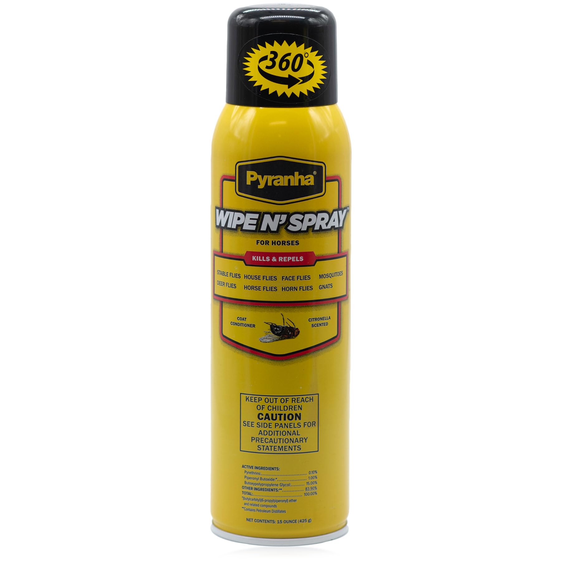Pyranha Wipe N' Spray para caballos, aplicacion-caballo, protección duradera contra moscas