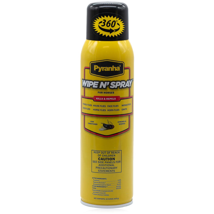 Pyranha Wipe N' Spray para caballos, aplicacion-caballo, protección duradera contra moscas