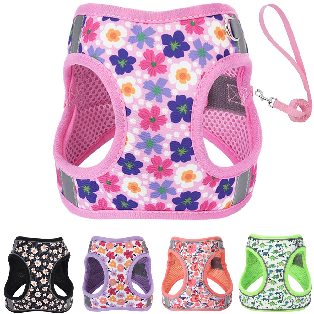 QAORD arnés para perro pequeño rosa, cómodo y seguro para paseos.