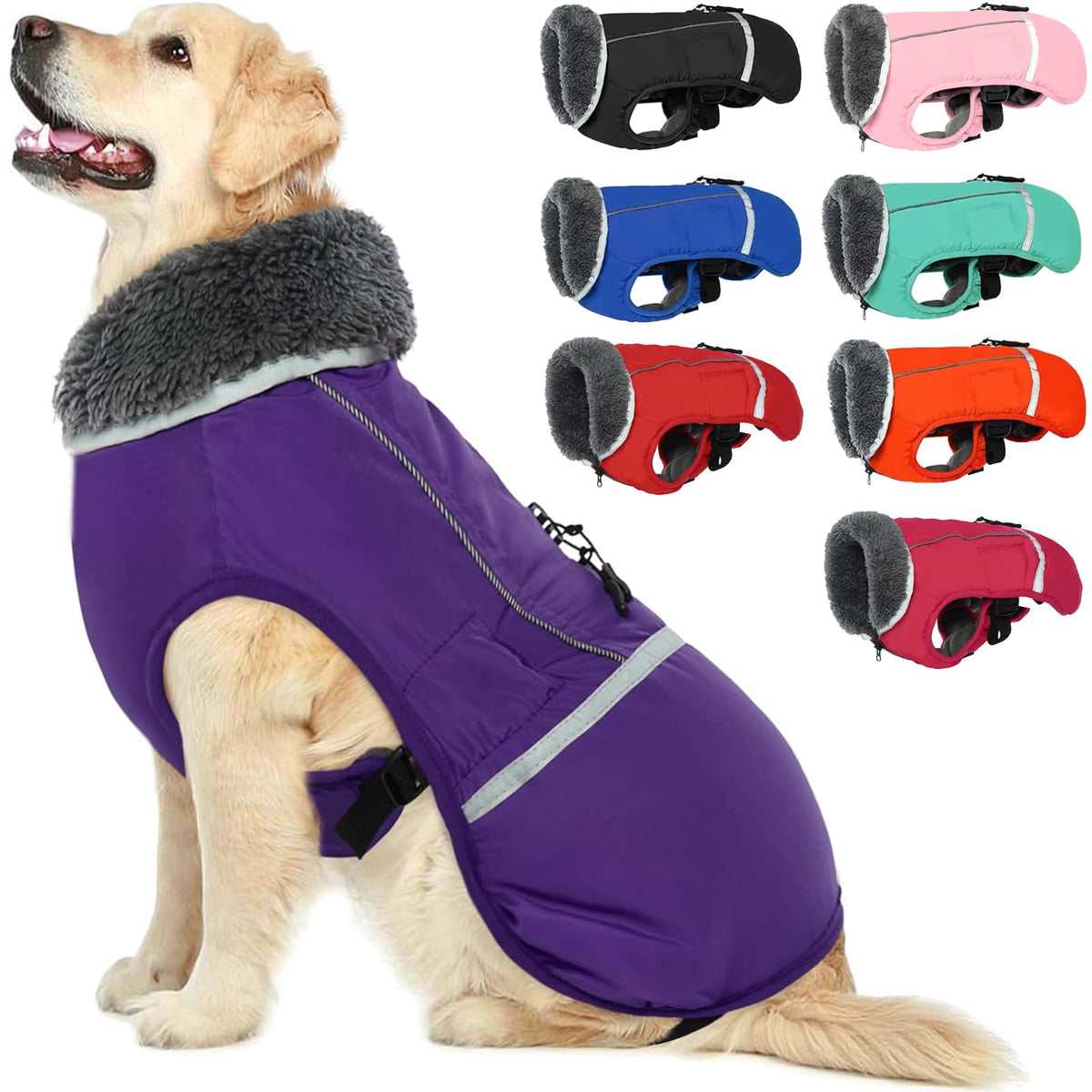 QBLEEV abrigo para perro con reflector para paseos nocturnos y días lluviosos.