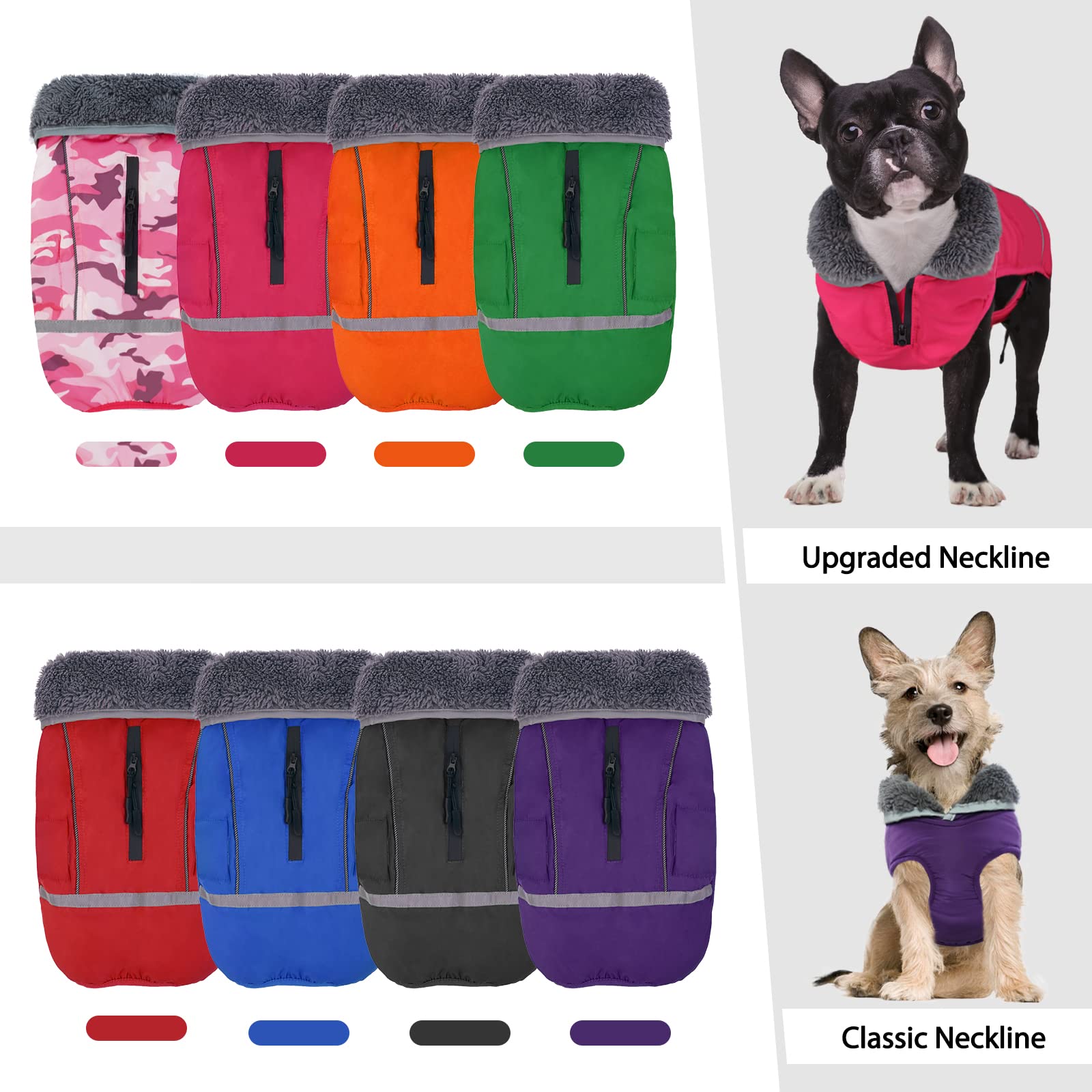 Abrigos QBLEEV disponibles en varias tallas para perros pequeños y grandes