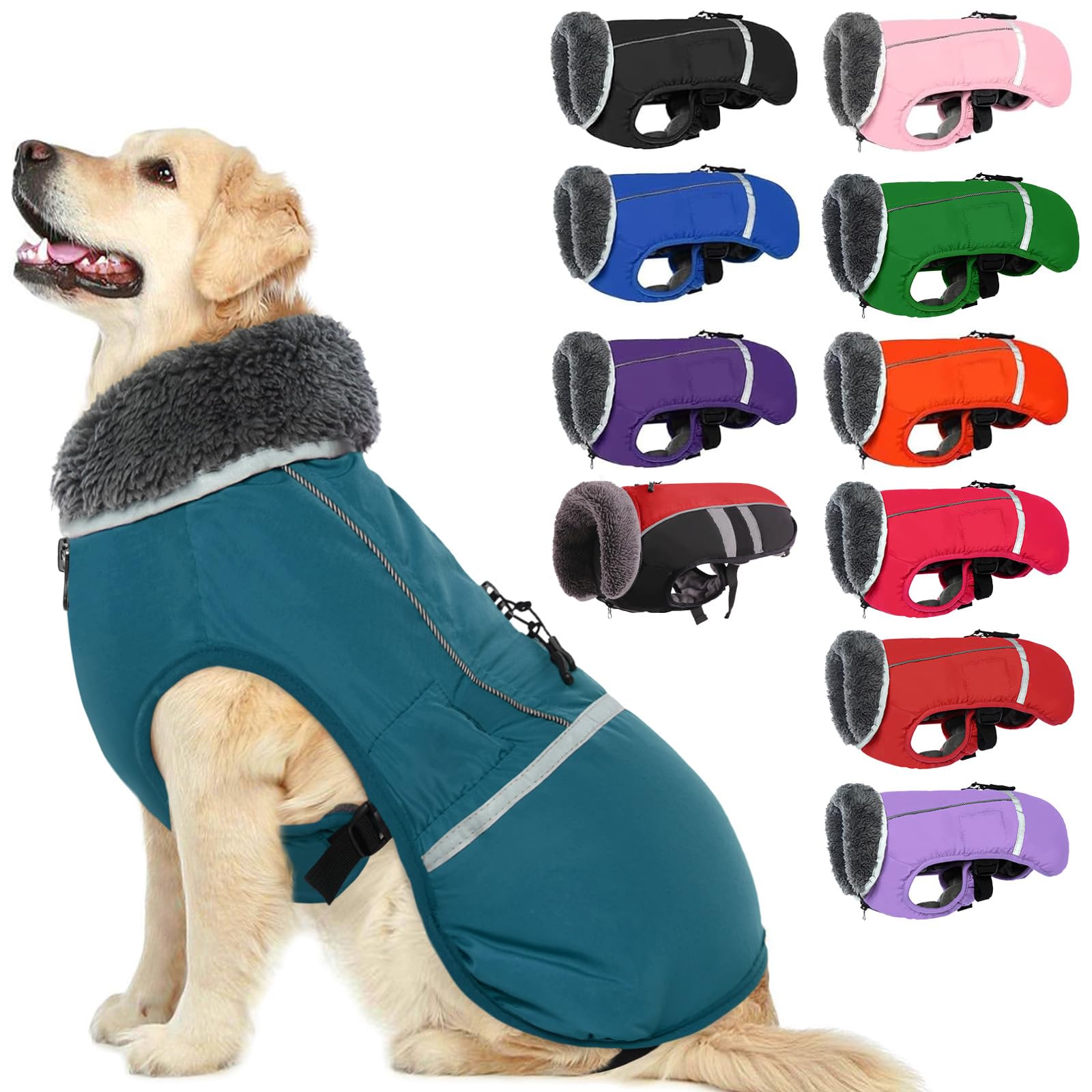 La capa QBLEEV para perros ofrece bordes reflectantes para salidas nocturnas más seguras.