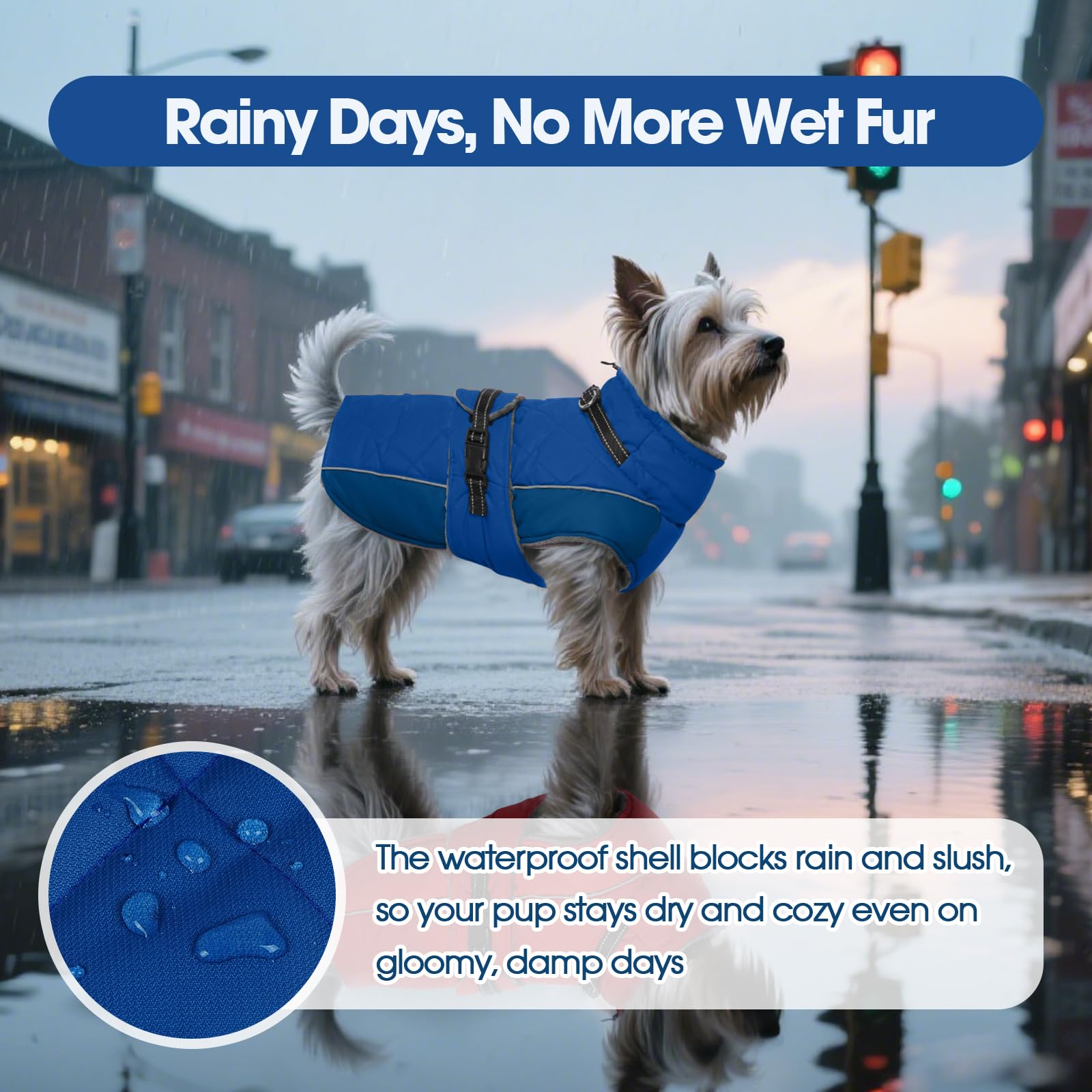 QBLEEV chaqueta para perros con ajuste trasero para mayor comodidad.