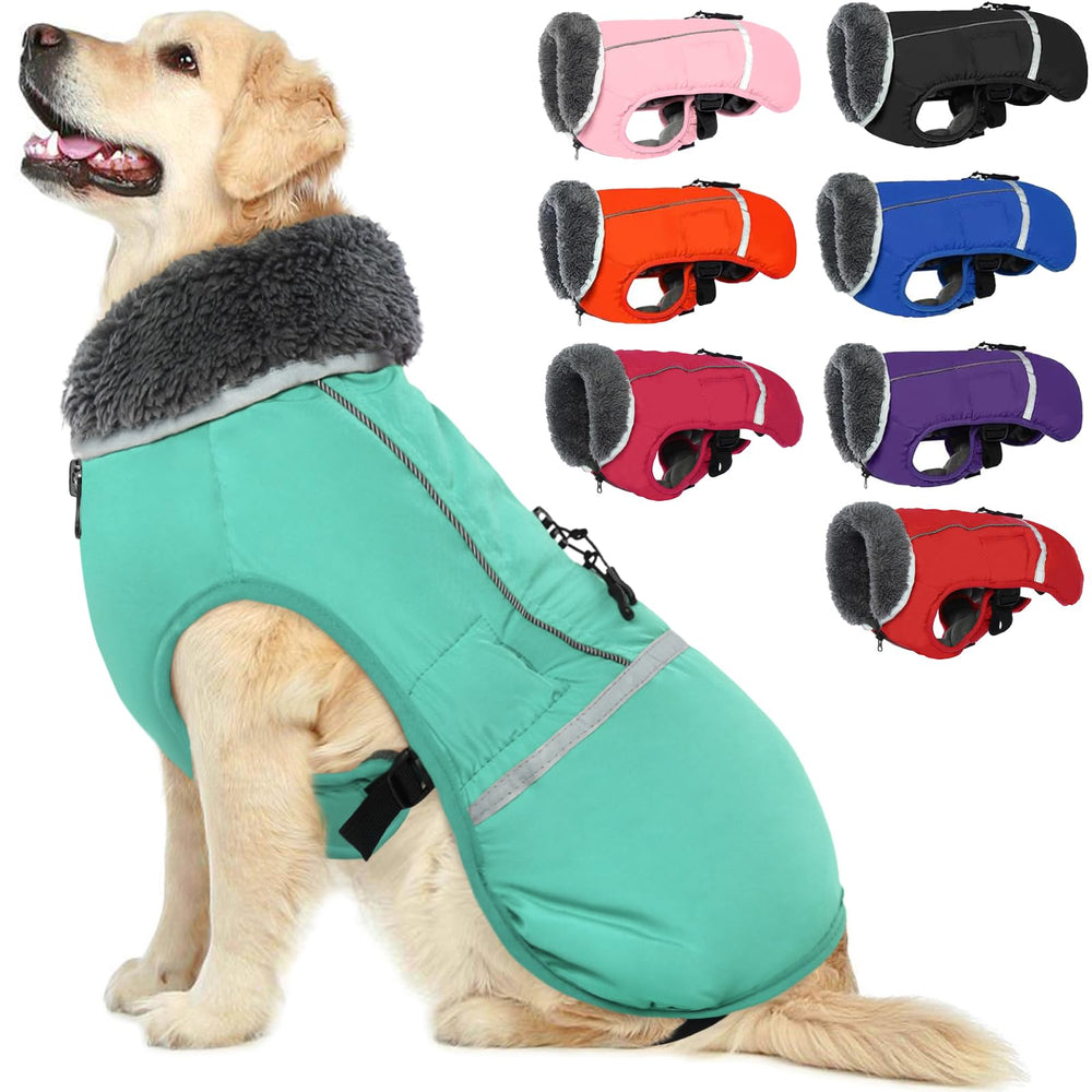Chaqueta QBLEEV para perro con reflectores para paseos nocturnos seguros.