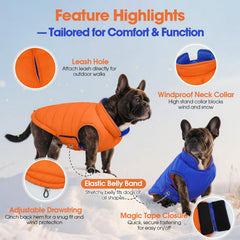 QBLEEV chaqueta perro reversible cierre velcro: ajuste seguro y fácil de poner