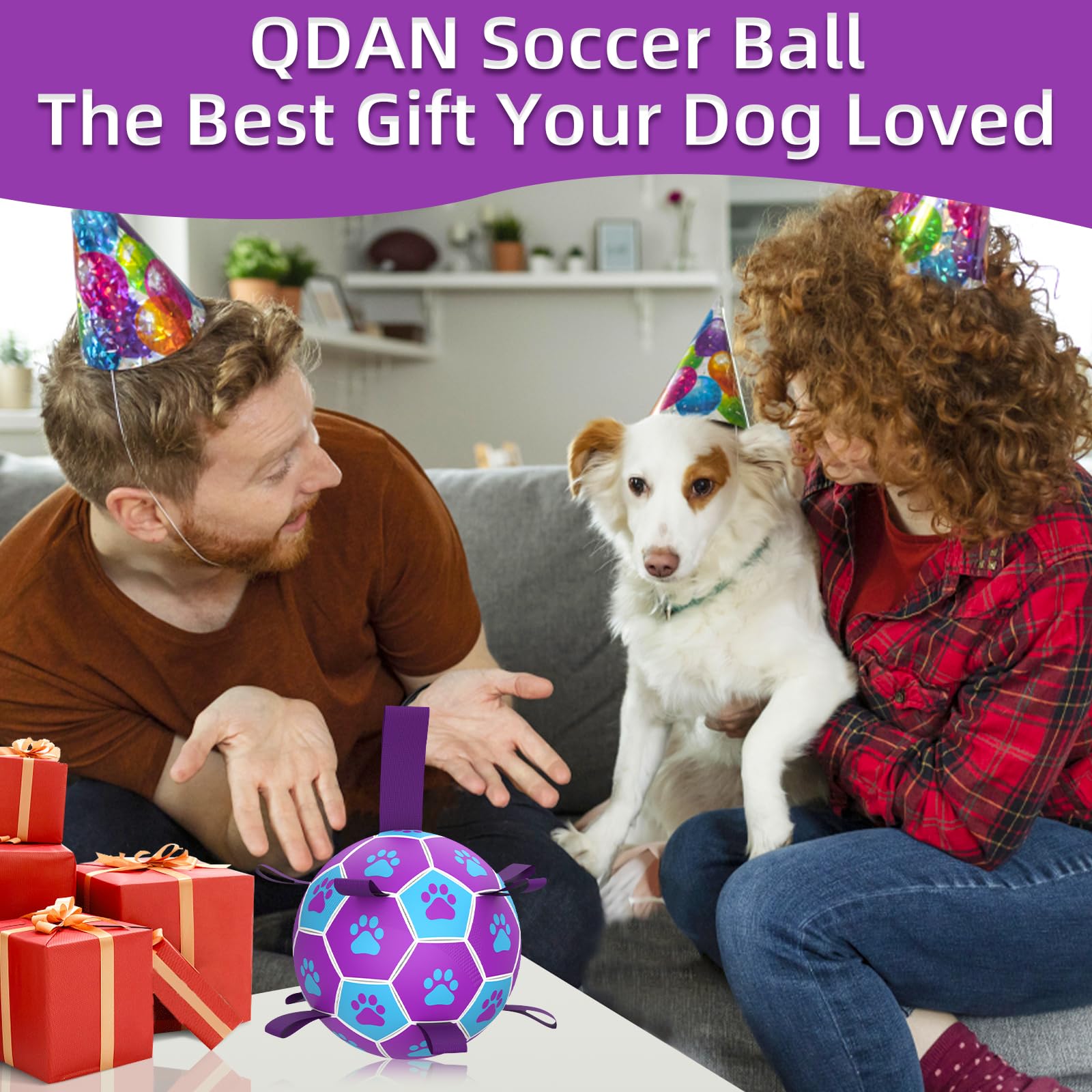 QDAN Juguete interactivo para perros medianos con correas.