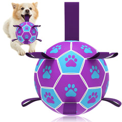QDAN: Pelota de fútbol para perros con correas para juego activo.