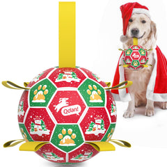 QDAN bola navideña con cinta para perros, juego festivo