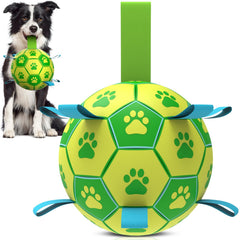 QDAN Juguete: Pelota de fútbol para perro con correa, ideal para juego al aire libre