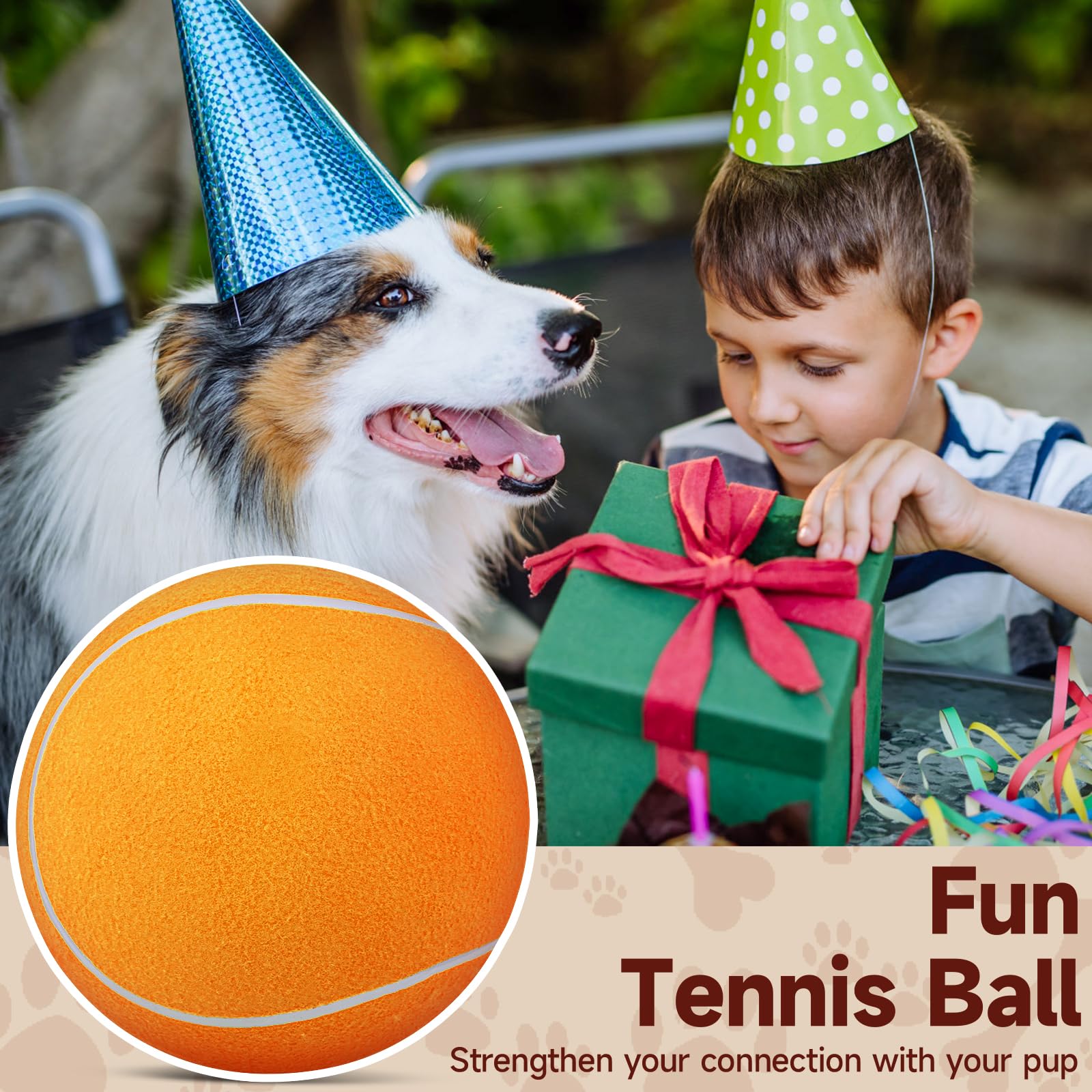 QDAN bola-tenis natural de caucho para perros, adecuada para jugar en interiores y exteriores.