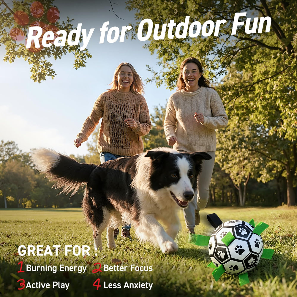 QDAN Pelota de fútbol canina con textura hexagonal para rebote divertido