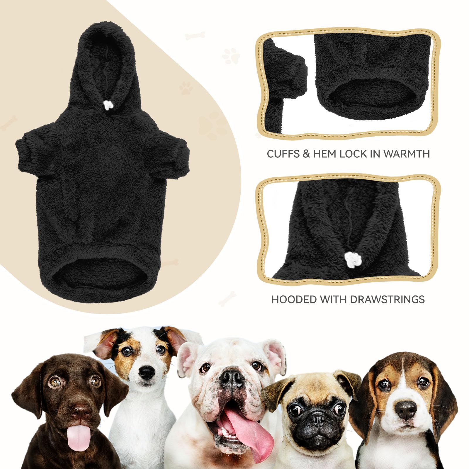 QDYU sudadera para perros grandes, dorsal, abrigo cómodo para días fríos