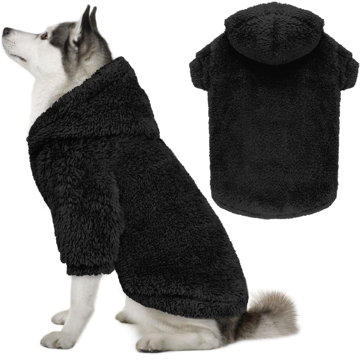 QDYU sudadera para perros grandes, felpa doble, frente, calor suave para paseos