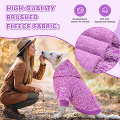 QDYU sudadera para perro grande con forro polar morado, abrigo suave.