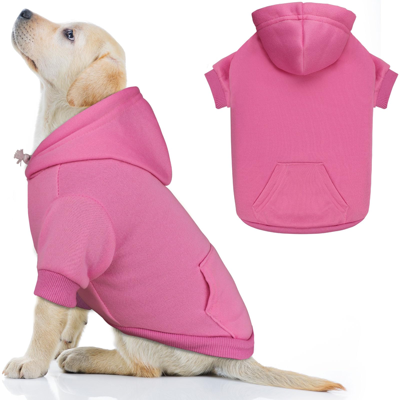 QDYU sudadera para perro grande rosa, suave y cálida para paseos diarios.