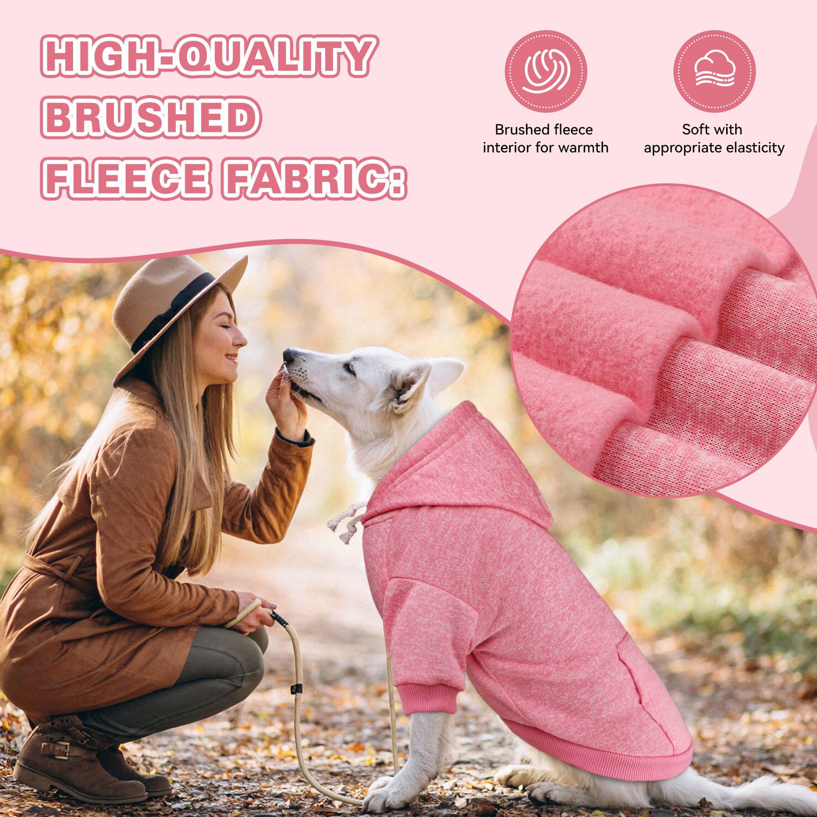 Sudadera QDYU con bolsillo rosa, ideal para llevar golosinas o juguetes pequeños.